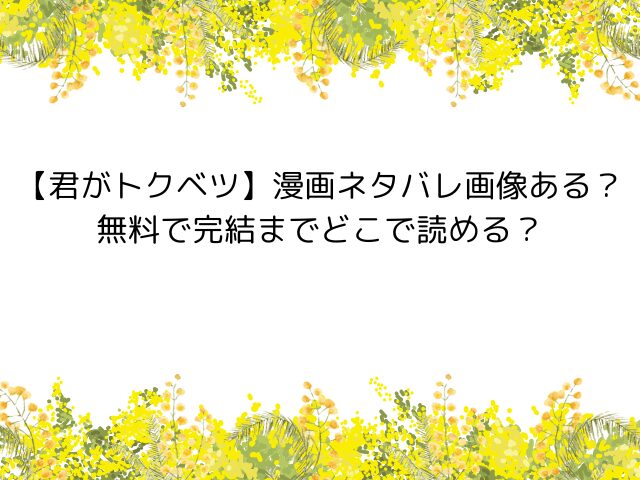 【君がトクベツ】漫画ネタバレ画像ある？無料で完結までどこで読める？